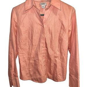 Ann Taylor LOFT petite size 6 coral tailored fitted button down 100% cotton